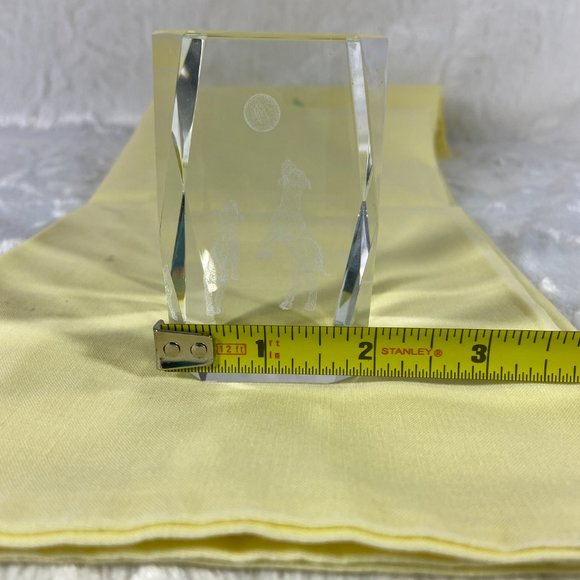 Playing Dogs Ball Puppies Laser Etched Crystal Glass Rectangle Paperweight 3D - Picture 10 of 10